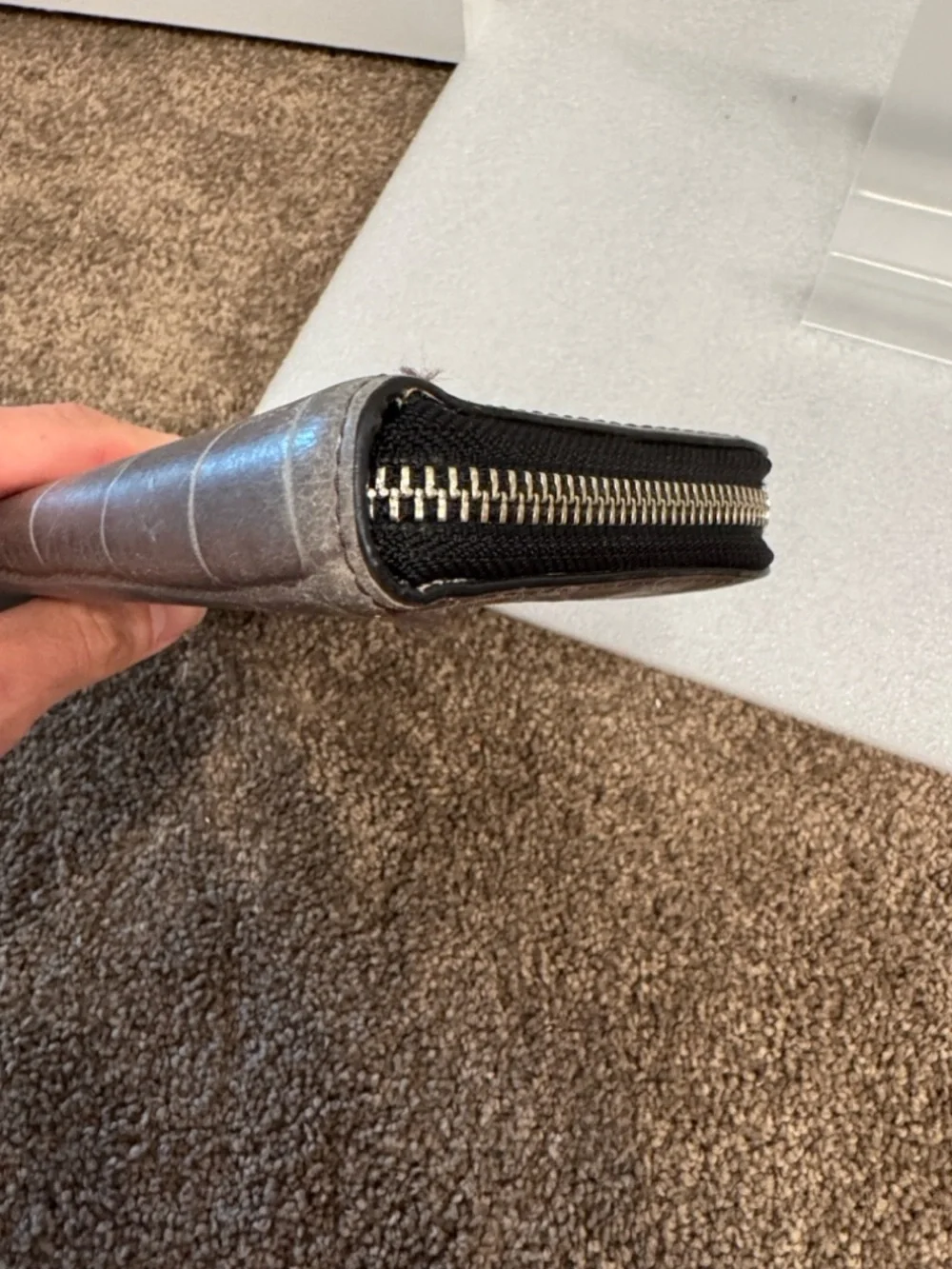 COACH gray Croc-Embossed Zip Wallet - Picture 3 of 6